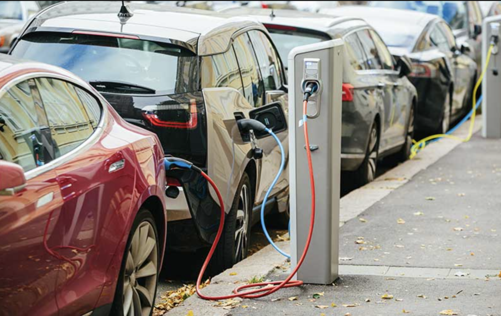 EVs charging on street